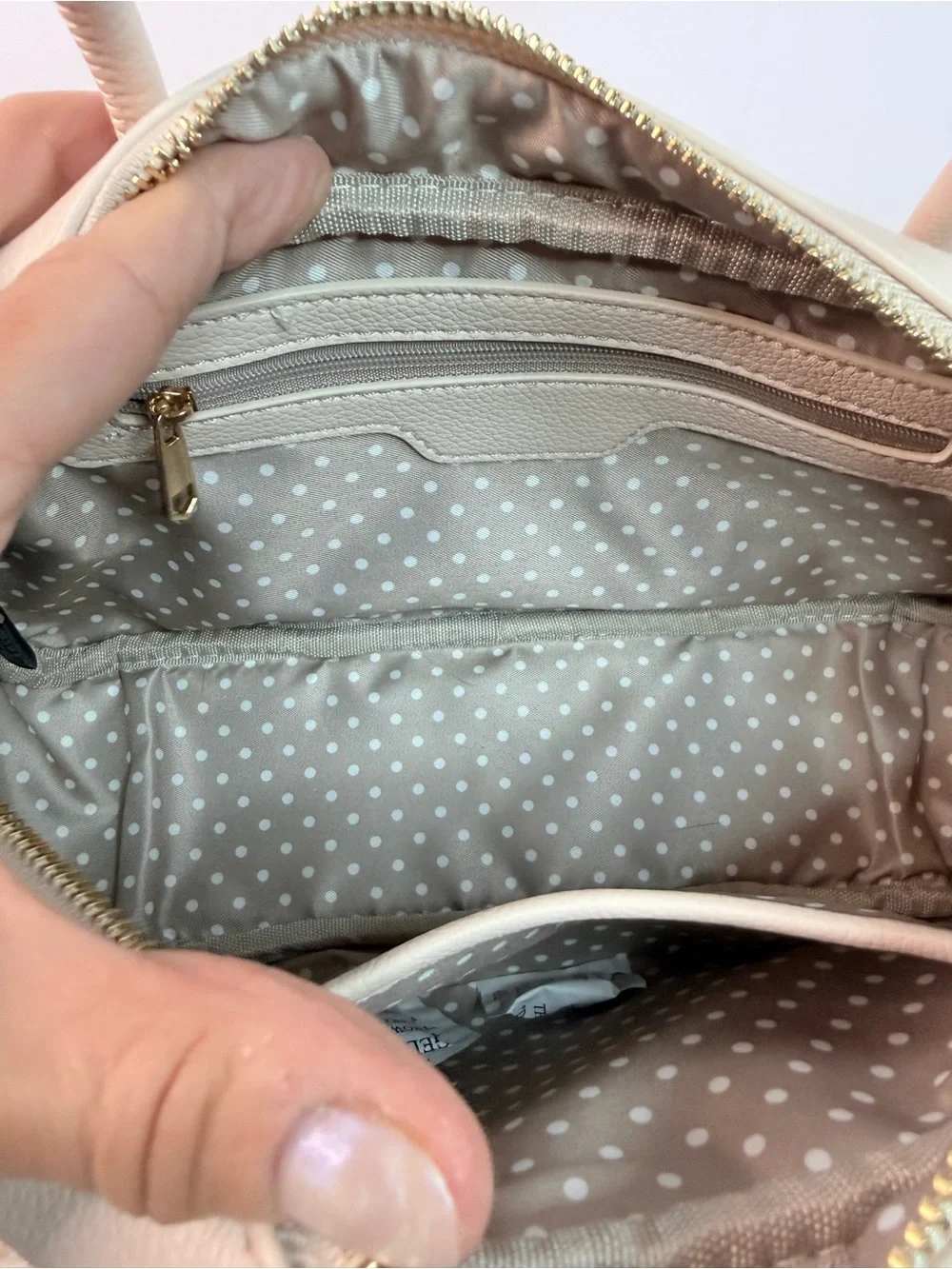 Warm Ivory Soft Satchel Handbag Convertible Crossbody + Optional Keychain